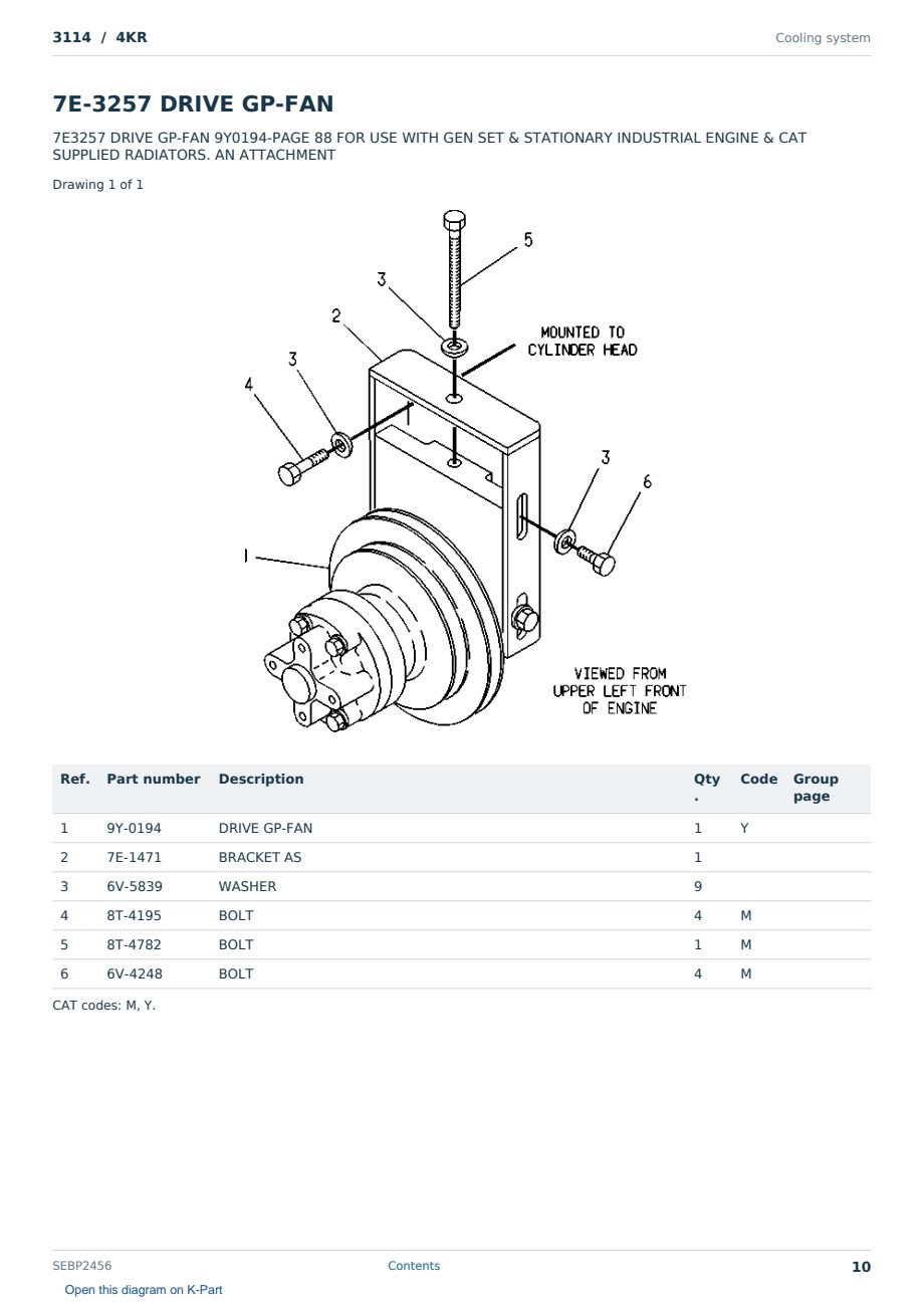 Caterpillar 3114 S/N 4KR Partsbook SEBP2456 (English) - sample page 10 of 10 Caterpillar 3114 S/N 4KR Partsbook SEBP2456 (English) - sample page 10 of 10