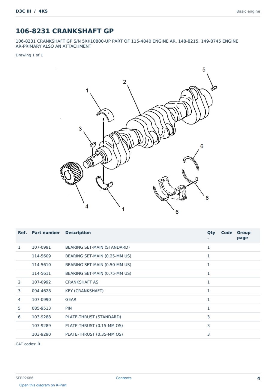 Caterpillar D3C III S/N 4KS Partsbook SEBP2686 (English) - sample page 4 of 10 Caterpillar D3C III S/N 4KS Partsbook SEBP2686 (English) - sample page 4 of 10