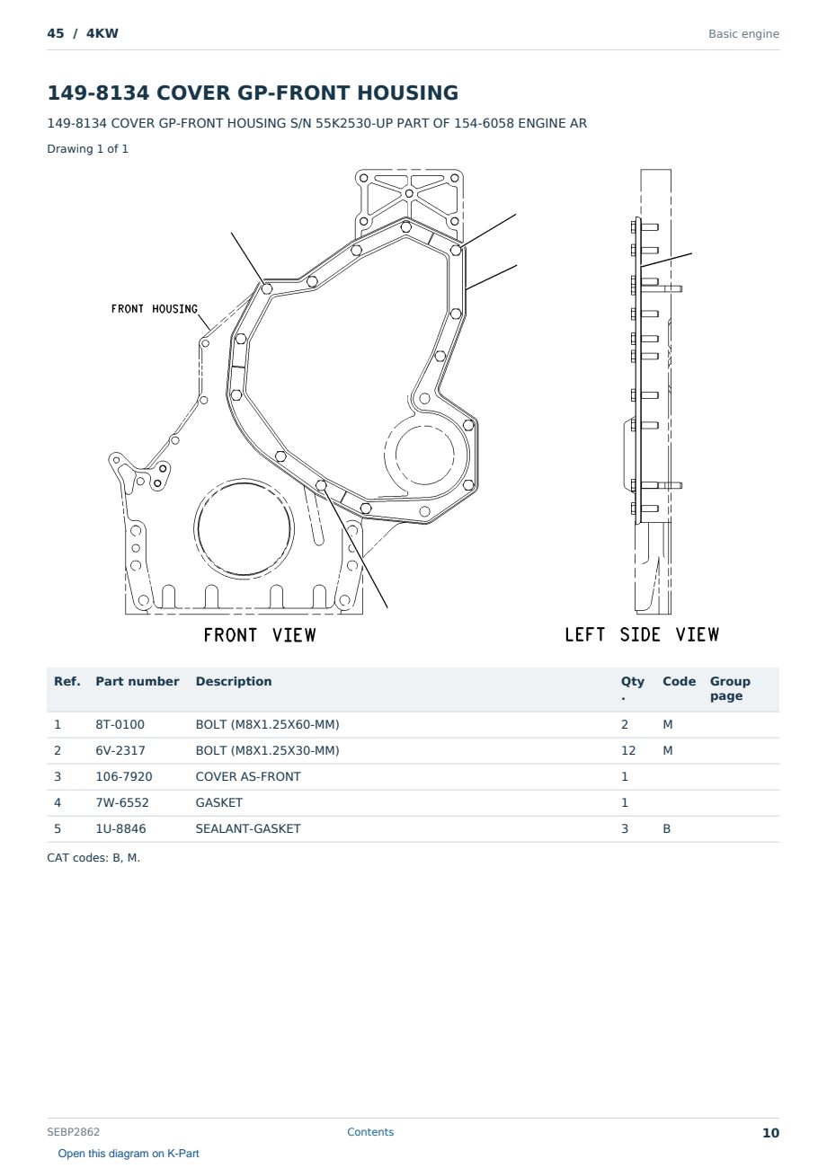 Caterpillar 45 S/N 4KW Partsbook SEBP2862 (English) - sample page 10 of 10 Caterpillar 45 S/N 4KW Partsbook SEBP2862 (English) - sample page 10 of 10