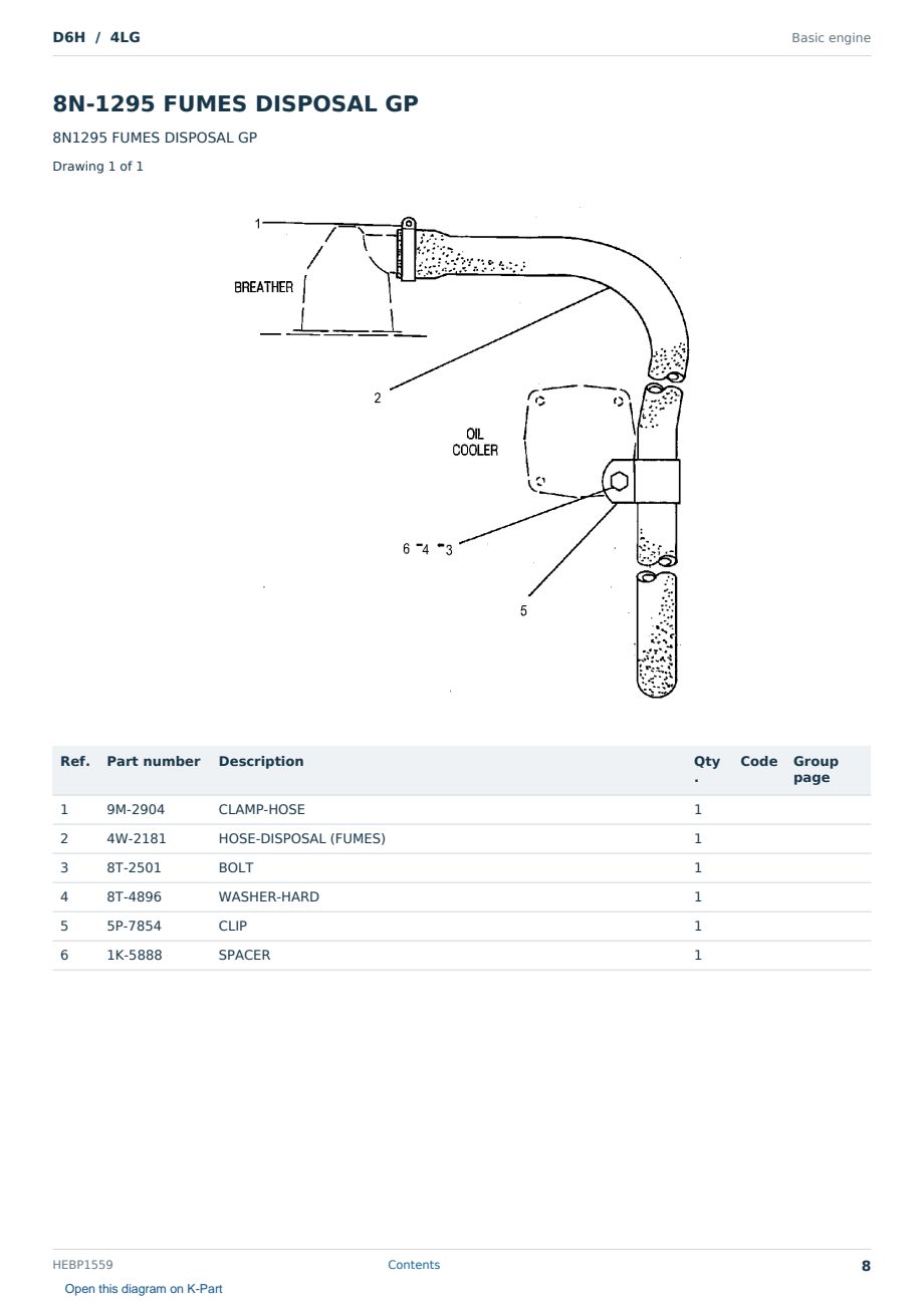 Caterpillar D6H S/N 4LG Partsbook HEBP1559 (English) - sample page 8 of 10 Caterpillar D6H S/N 4LG Partsbook HEBP1559 (English) - sample page 8 of 10