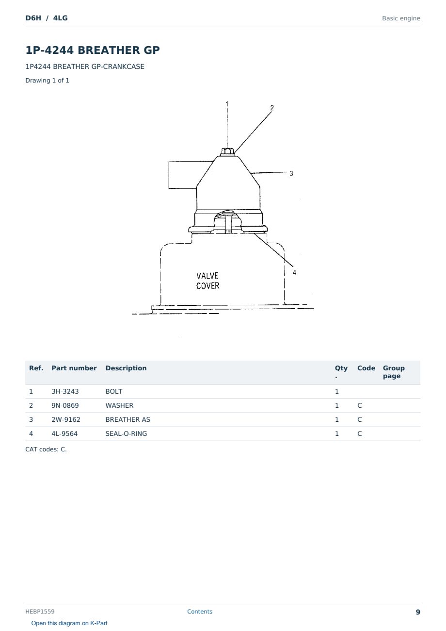 Caterpillar D6H S/N 4LG Partsbook HEBP1559 (English) - sample page 9 of 10 Caterpillar D6H S/N 4LG Partsbook HEBP1559 (English) - sample page 9 of 10
