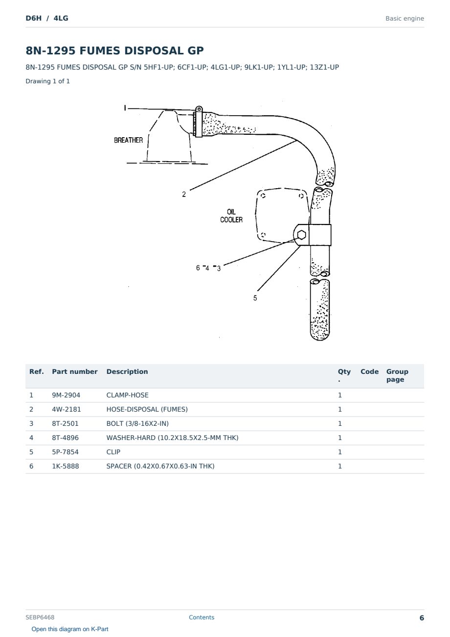 Caterpillar D6H S/N 4LG Partsbook SEBP6468 (English) - sample page 6 of 10 Caterpillar D6H S/N 4LG Partsbook SEBP6468 (English) - sample page 6 of 10