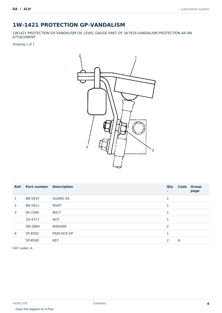 Caterpillar 6A S/N 4LH Partsbook HEBP1559 (English) - sample page 4 of 10 Caterpillar 6A S/N 4LH Partsbook HEBP1559 (English) - sample page 4 of 10