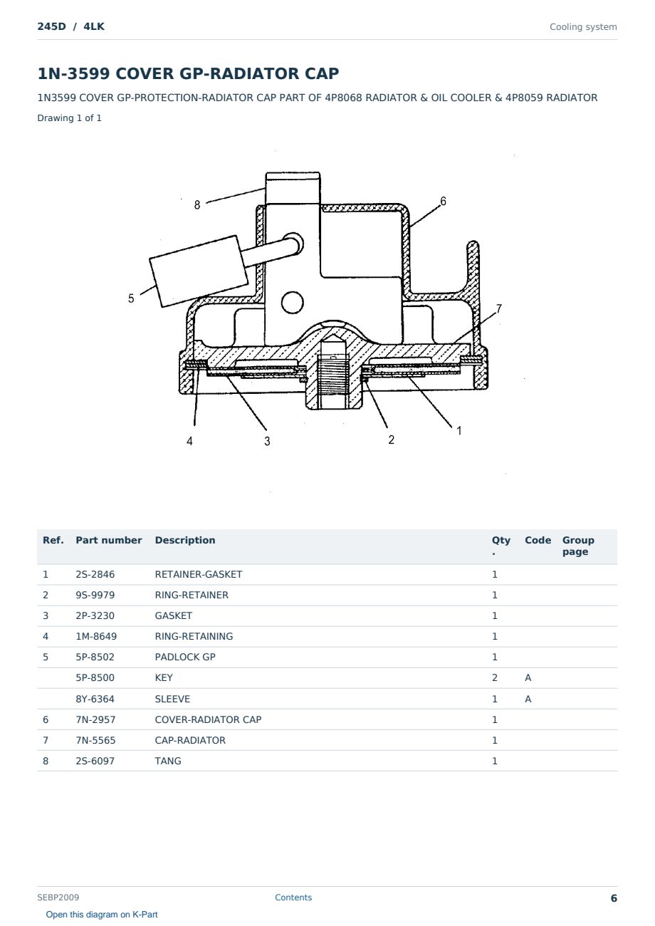Caterpillar 245D S/N 4LK Partsbook SEBP2009 (English) - sample page 6 of 10 Caterpillar 245D S/N 4LK Partsbook SEBP2009 (English) - sample page 6 of 10