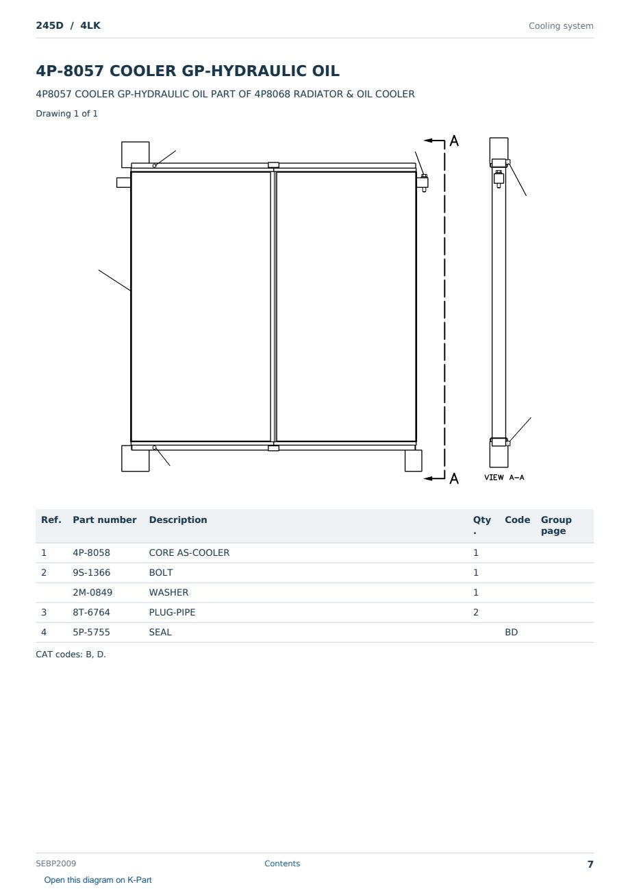 Caterpillar 245D S/N 4LK Partsbook SEBP2009 (English) - sample page 7 of 10 Caterpillar 245D S/N 4LK Partsbook SEBP2009 (English) - sample page 7 of 10