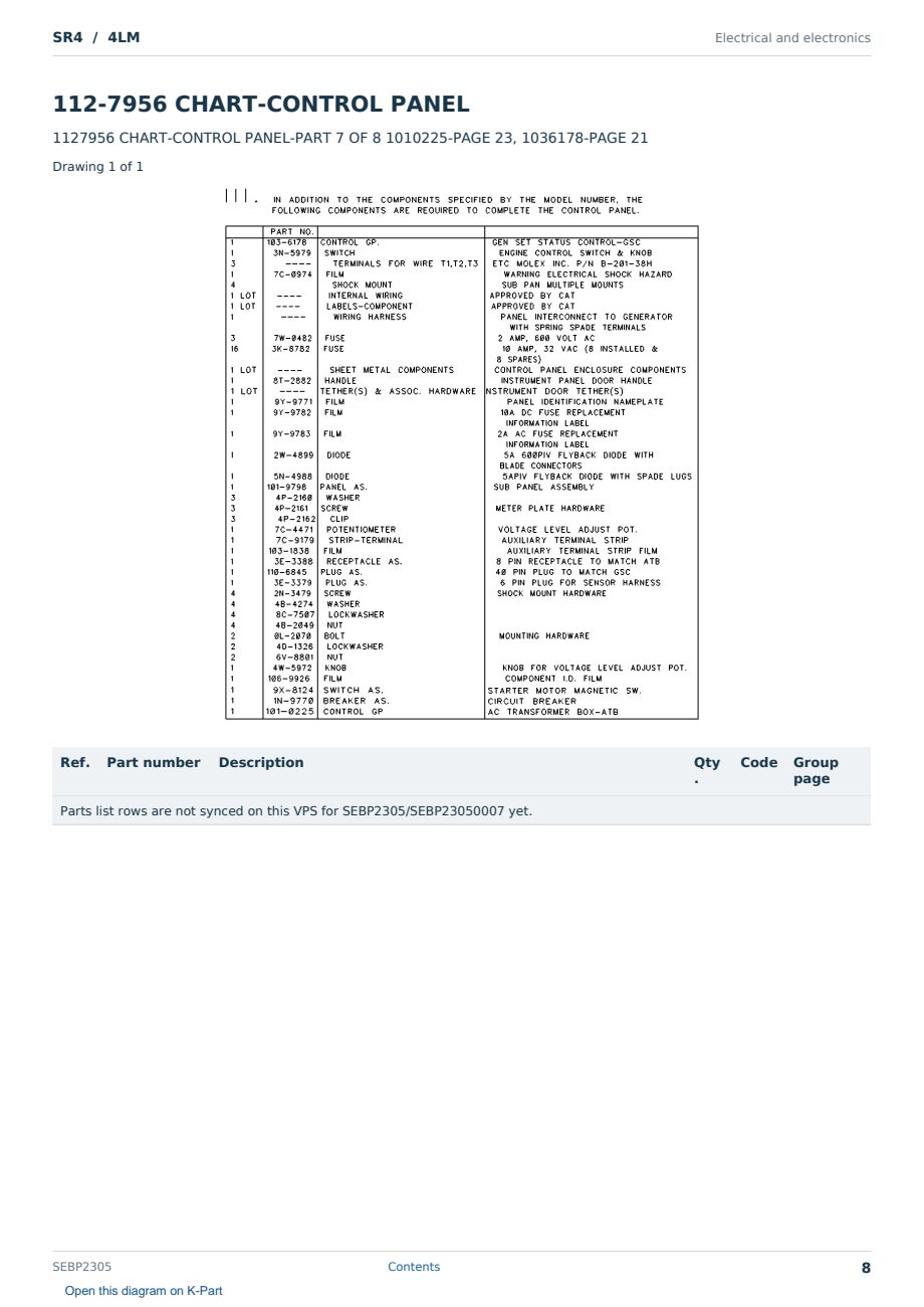Caterpillar SR4 S/N 4LM Partsbook SEBP2305 (English) - sample page 8 of 10 Caterpillar SR4 S/N 4LM Partsbook SEBP2305 (English) - sample page 8 of 10