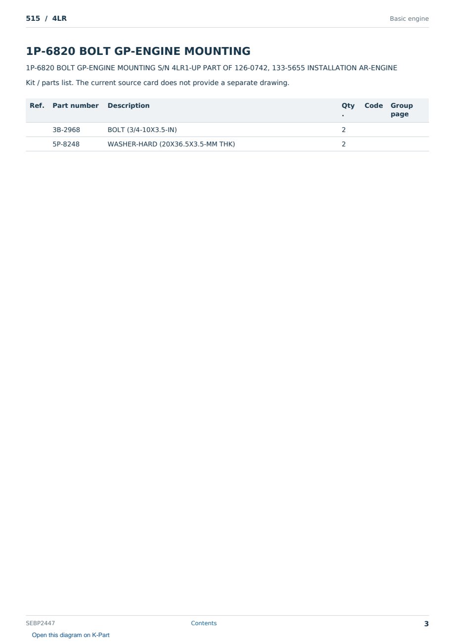 Caterpillar 515 S/N 4LR Partsbook SEBP2447 (English) - sample page 3 of 10 Caterpillar 515 S/N 4LR Partsbook SEBP2447 (English) - sample page 3 of 10