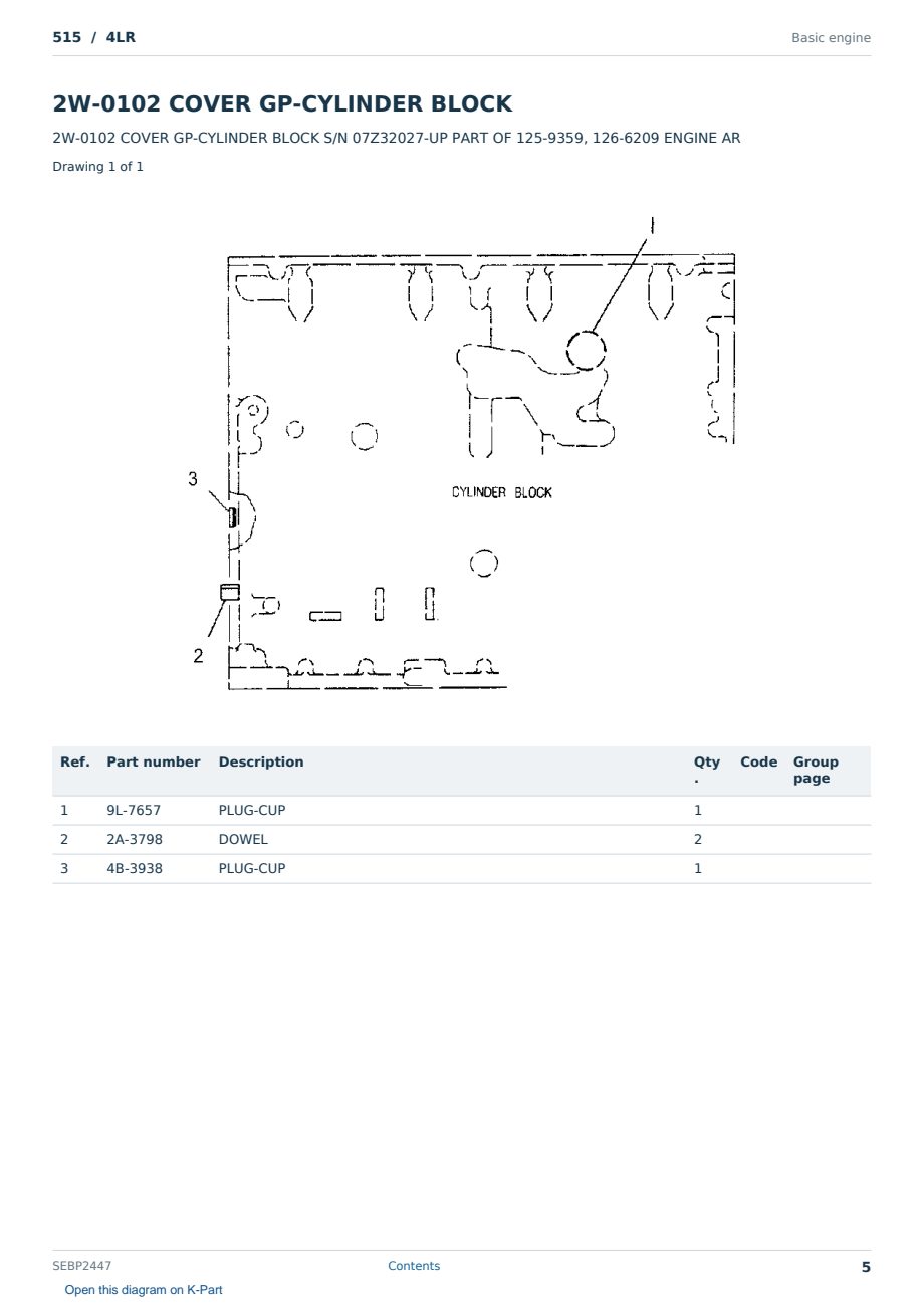 Caterpillar 515 S/N 4LR Partsbook SEBP2447 (English) - sample page 5 of 10 Caterpillar 515 S/N 4LR Partsbook SEBP2447 (English) - sample page 5 of 10