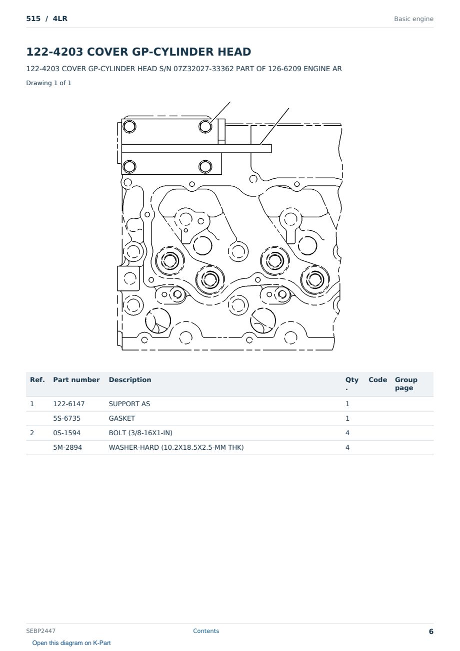 Caterpillar 515 S/N 4LR Partsbook SEBP2447 (English) - sample page 6 of 10 Caterpillar 515 S/N 4LR Partsbook SEBP2447 (English) - sample page 6 of 10