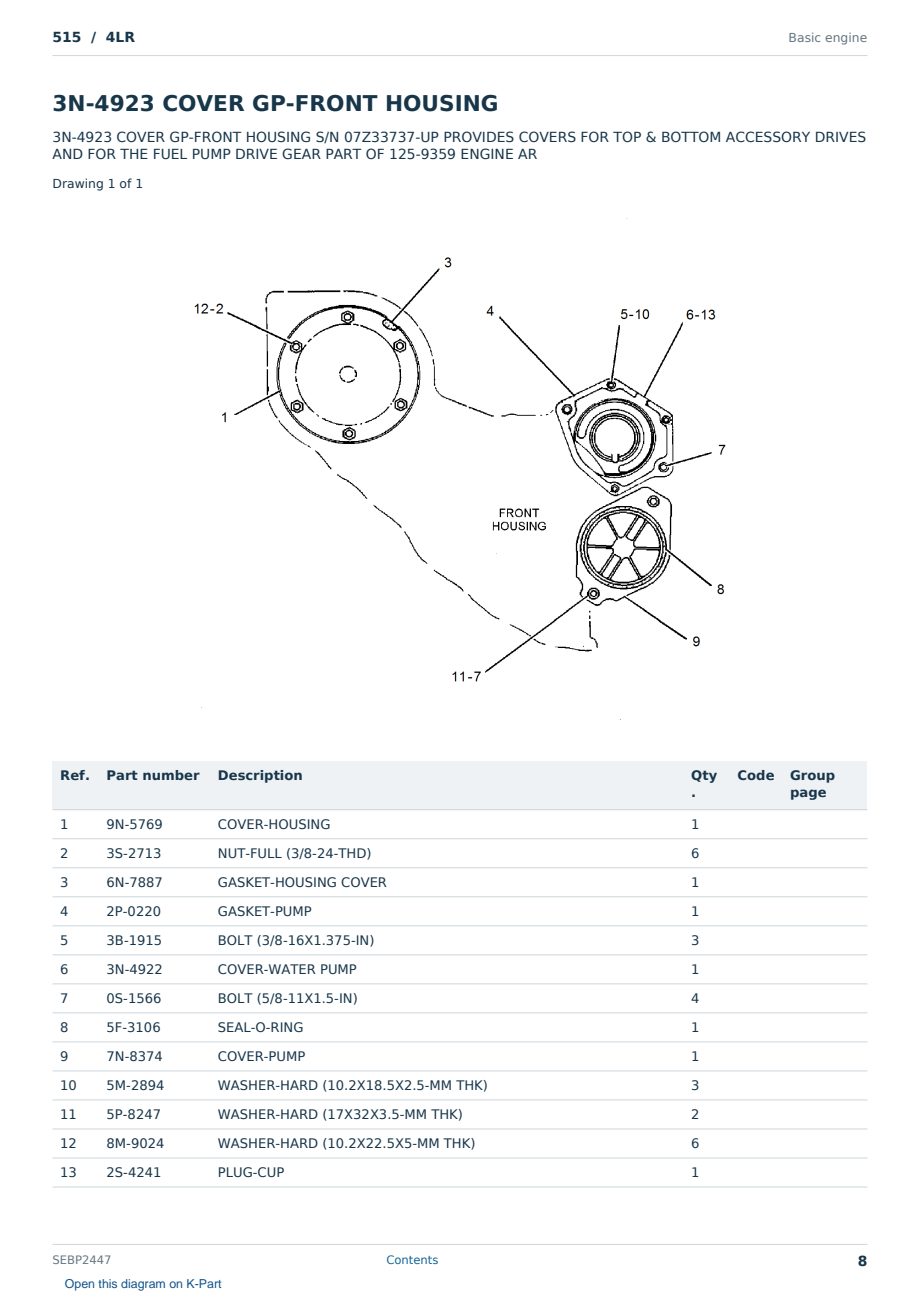 Caterpillar 515 S/N 4LR Partsbook SEBP2447 (English) - sample page 8 of 10 Caterpillar 515 S/N 4LR Partsbook SEBP2447 (English) - sample page 8 of 10