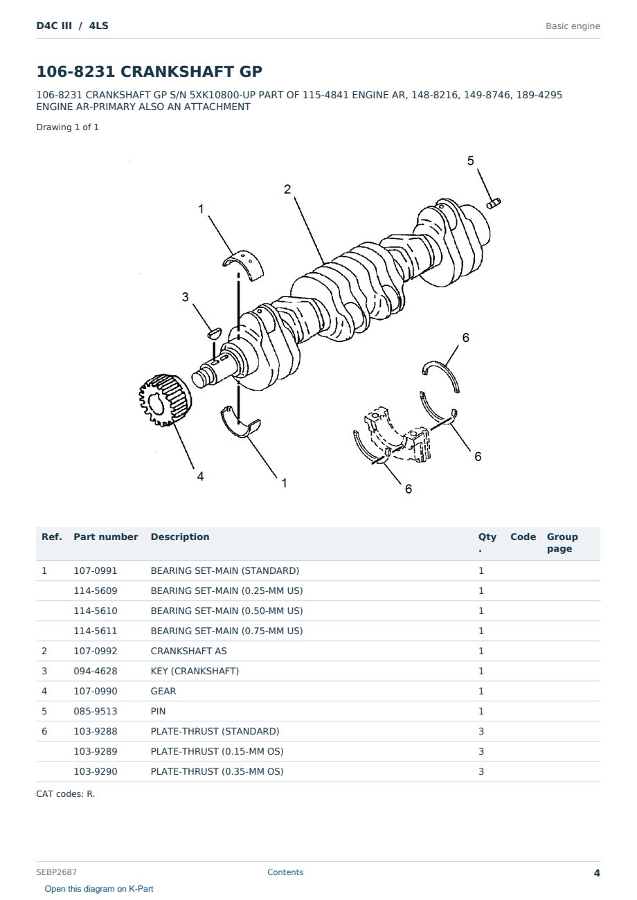Caterpillar D4C III S/N 4LS Partsbook SEBP2687 (English) - sample page 4 of 10 Caterpillar D4C III S/N 4LS Partsbook SEBP2687 (English) - sample page 4 of 10