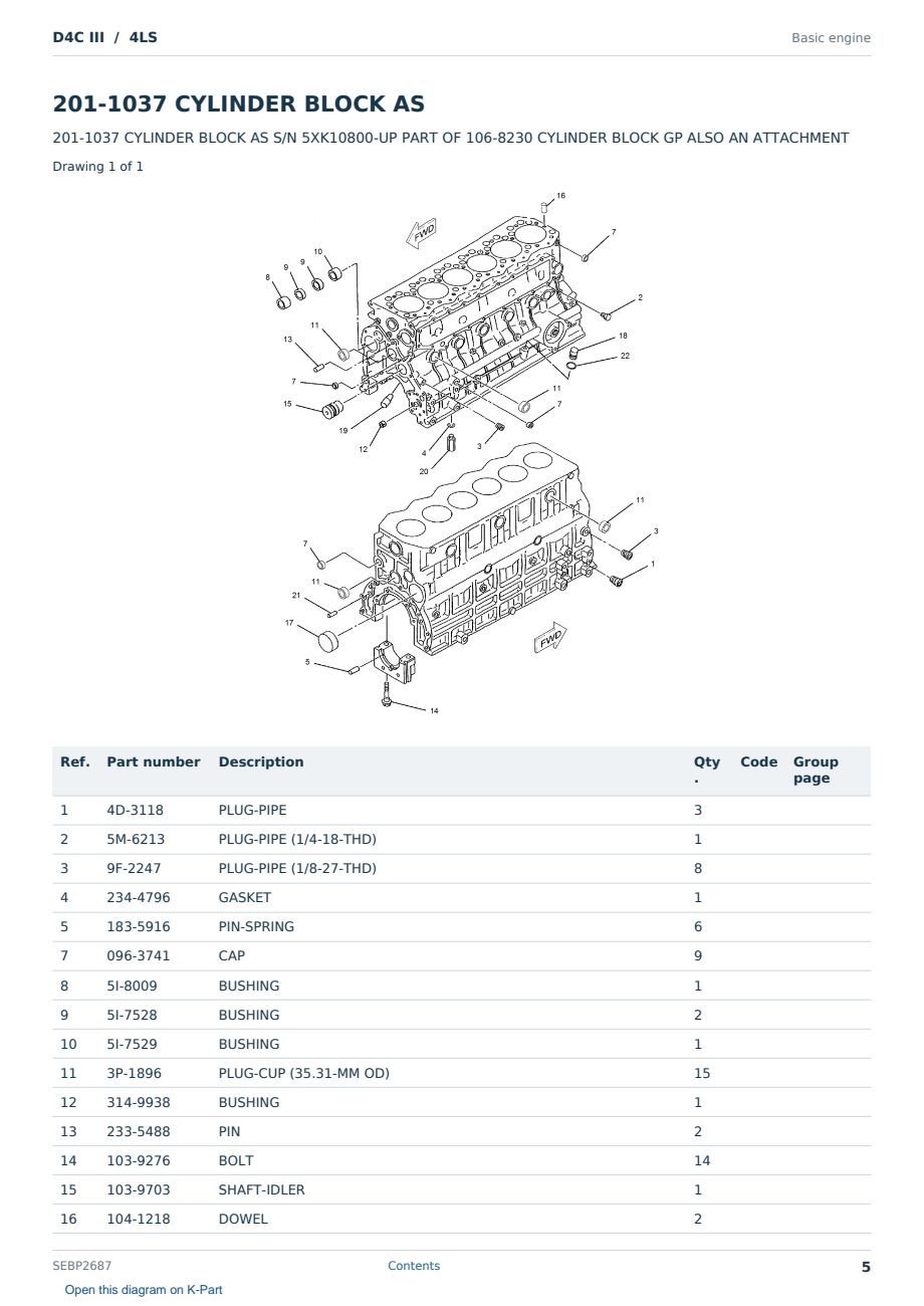 Caterpillar D4C III S/N 4LS Partsbook SEBP2687 (English) - sample page 5 of 10 Caterpillar D4C III S/N 4LS Partsbook SEBP2687 (English) - sample page 5 of 10