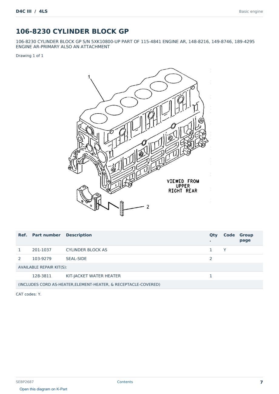 Caterpillar D4C III S/N 4LS Partsbook SEBP2687 (English) - sample page 7 of 10 Caterpillar D4C III S/N 4LS Partsbook SEBP2687 (English) - sample page 7 of 10