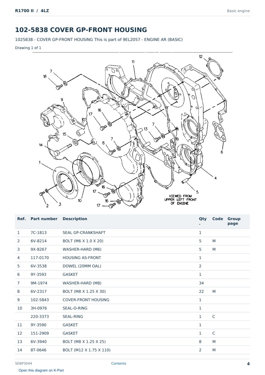 Caterpillar R1700 II S/N 4LZ Partsbook SEBP3044 (English) - sample page 4 of 10 Caterpillar R1700 II S/N 4LZ Partsbook SEBP3044 (English) - sample page 4 of 10