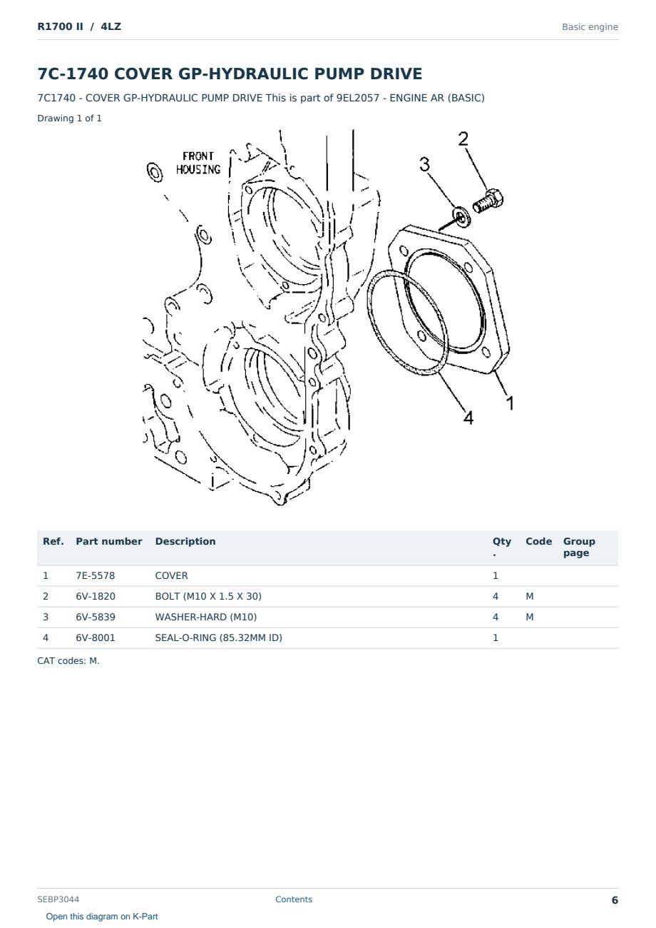 Caterpillar R1700 II S/N 4LZ Partsbook SEBP3044 (English) - sample page 6 of 10 Caterpillar R1700 II S/N 4LZ Partsbook SEBP3044 (English) - sample page 6 of 10
