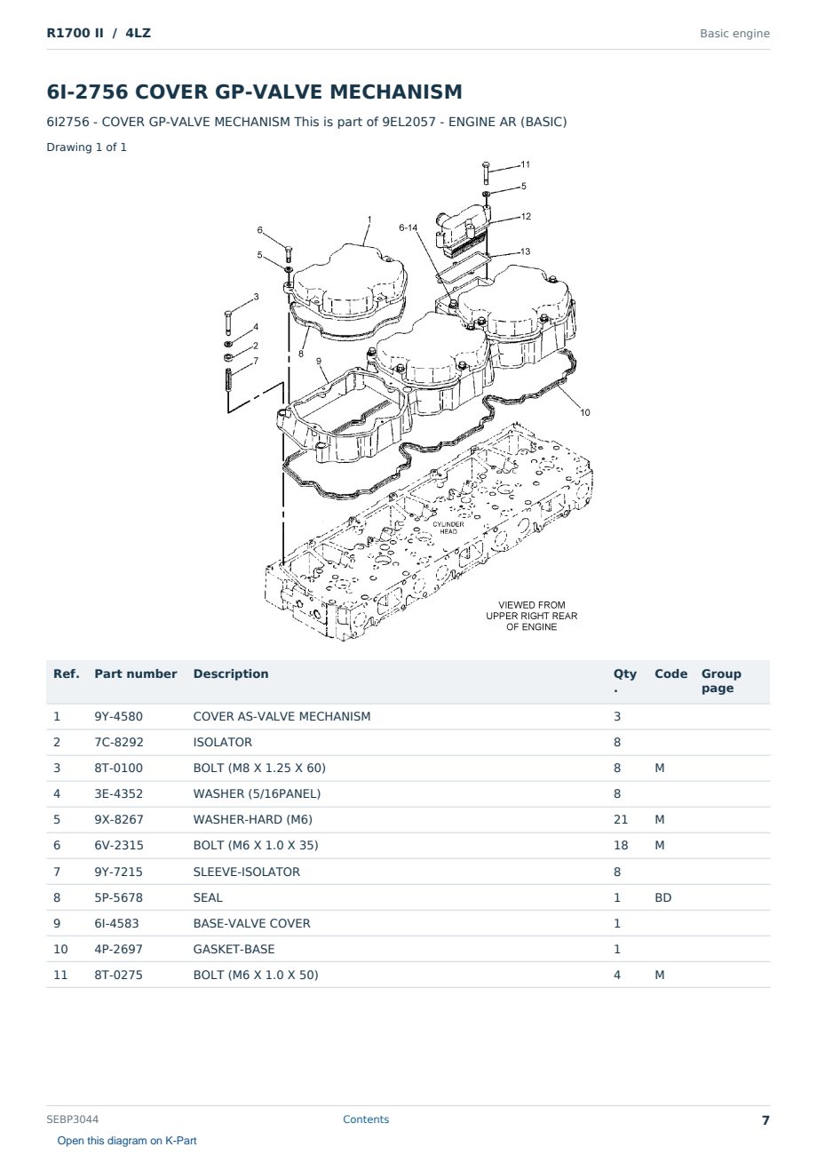 Caterpillar R1700 II S/N 4LZ Partsbook SEBP3044 (English) - sample page 7 of 10 Caterpillar R1700 II S/N 4LZ Partsbook SEBP3044 (English) - sample page 7 of 10