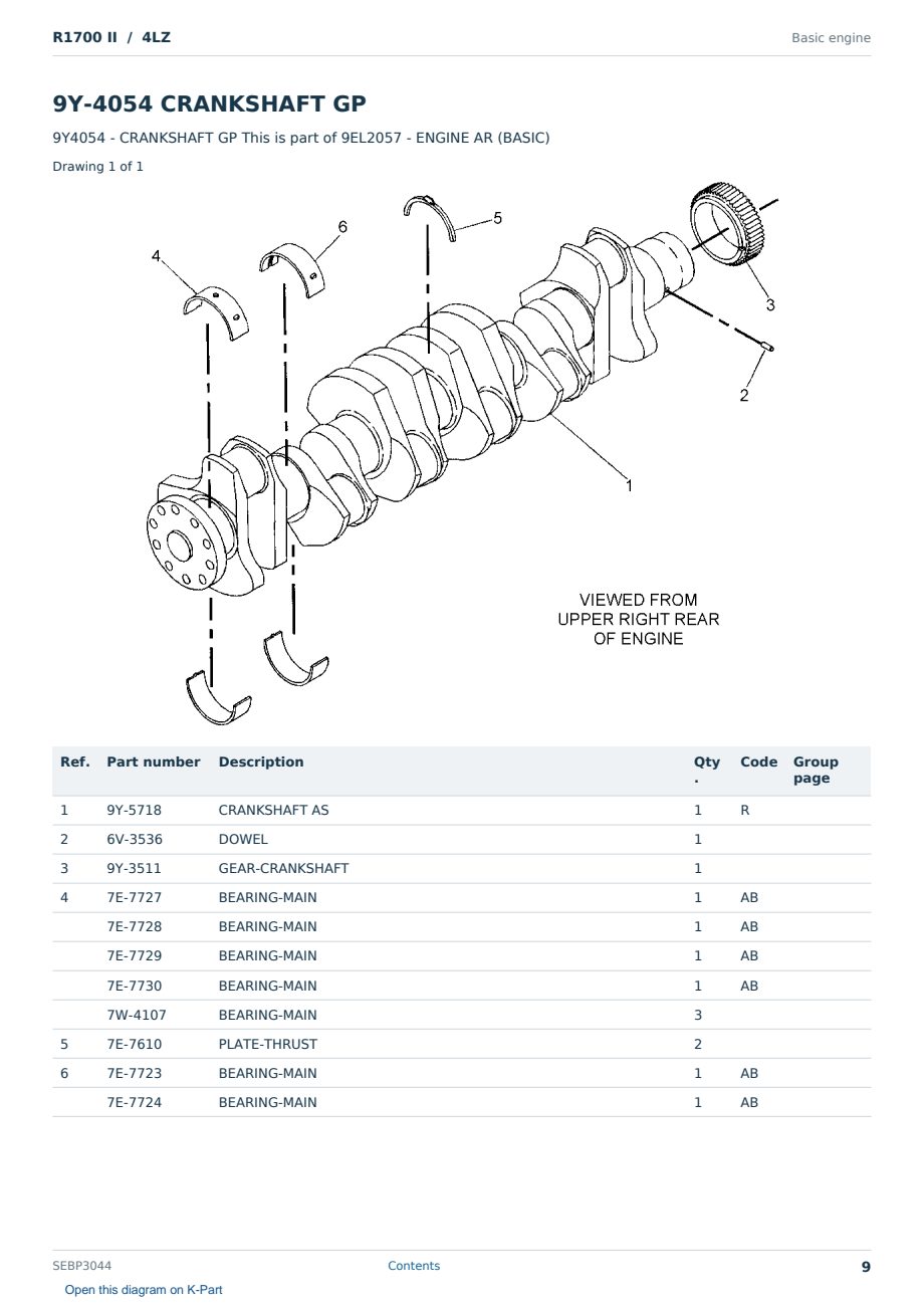 Caterpillar R1700 II S/N 4LZ Partsbook SEBP3044 (English) - sample page 9 of 10 Caterpillar R1700 II S/N 4LZ Partsbook SEBP3044 (English) - sample page 9 of 10