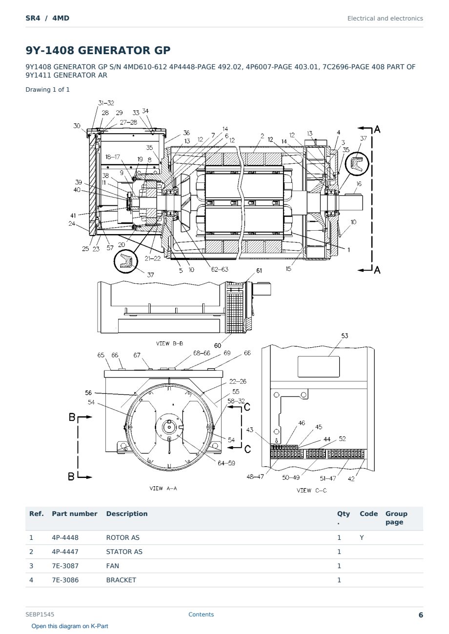 Caterpillar SR4 S/N 4MD Partsbook SEBP1545 (English) - sample page 6 of 10 Caterpillar SR4 S/N 4MD Partsbook SEBP1545 (English) - sample page 6 of 10