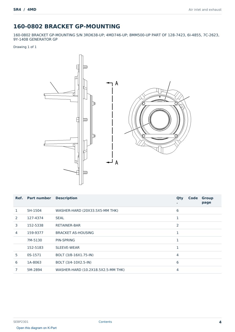 Caterpillar SR4 S/N 4MD Partsbook SEBP2301 (English) - sample page 4 of 10 Caterpillar SR4 S/N 4MD Partsbook SEBP2301 (English) - sample page 4 of 10