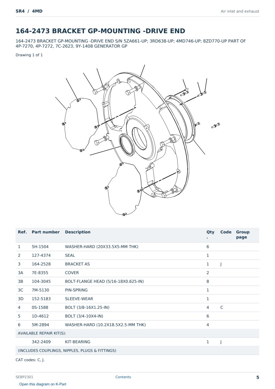 Caterpillar SR4 S/N 4MD Partsbook SEBP2301 (English) - sample page 5 of 10 Caterpillar SR4 S/N 4MD Partsbook SEBP2301 (English) - sample page 5 of 10