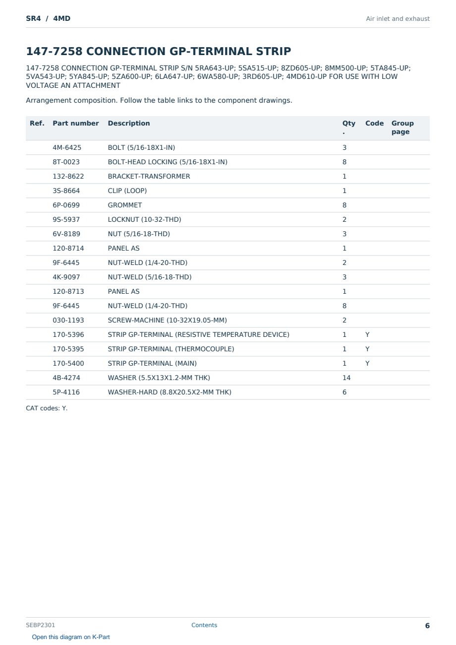 Caterpillar SR4 S/N 4MD Partsbook SEBP2301 (English) - sample page 6 of 10 Caterpillar SR4 S/N 4MD Partsbook SEBP2301 (English) - sample page 6 of 10