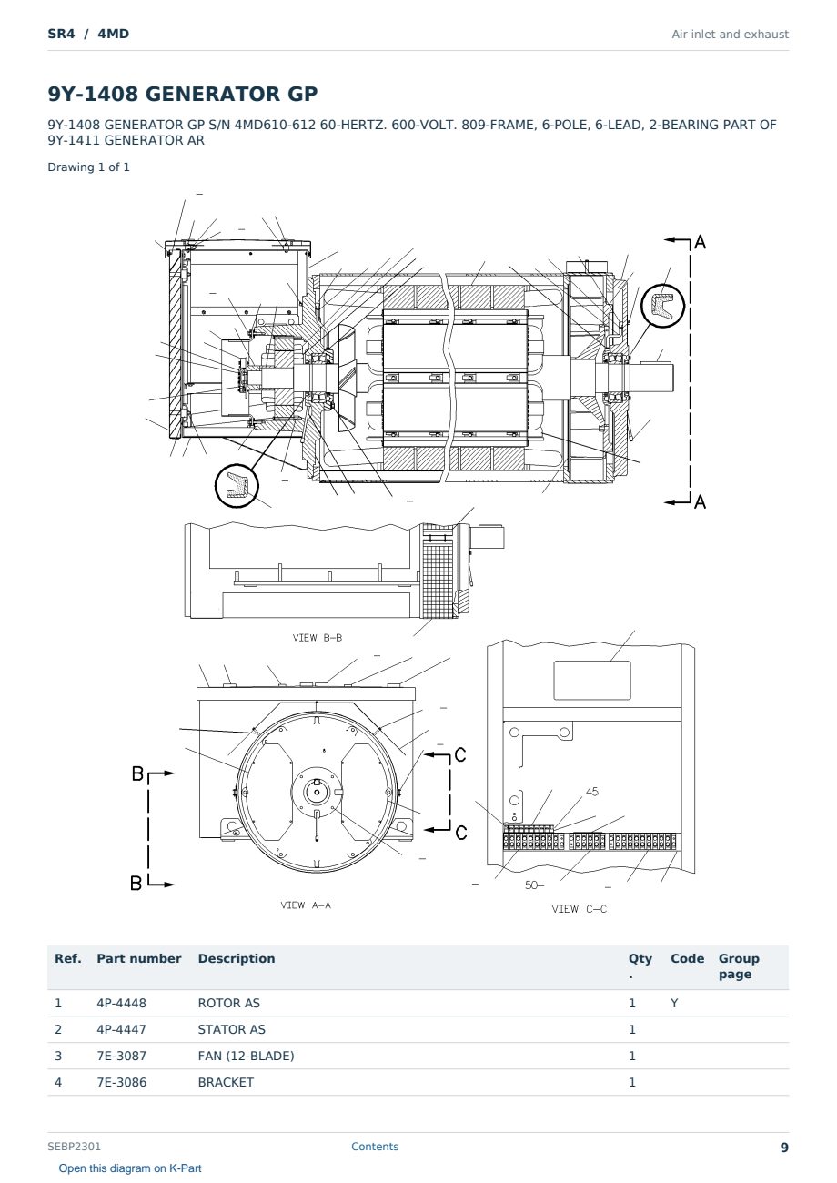 Caterpillar SR4 S/N 4MD Partsbook SEBP2301 (English) - sample page 9 of 10 Caterpillar SR4 S/N 4MD Partsbook SEBP2301 (English) - sample page 9 of 10
