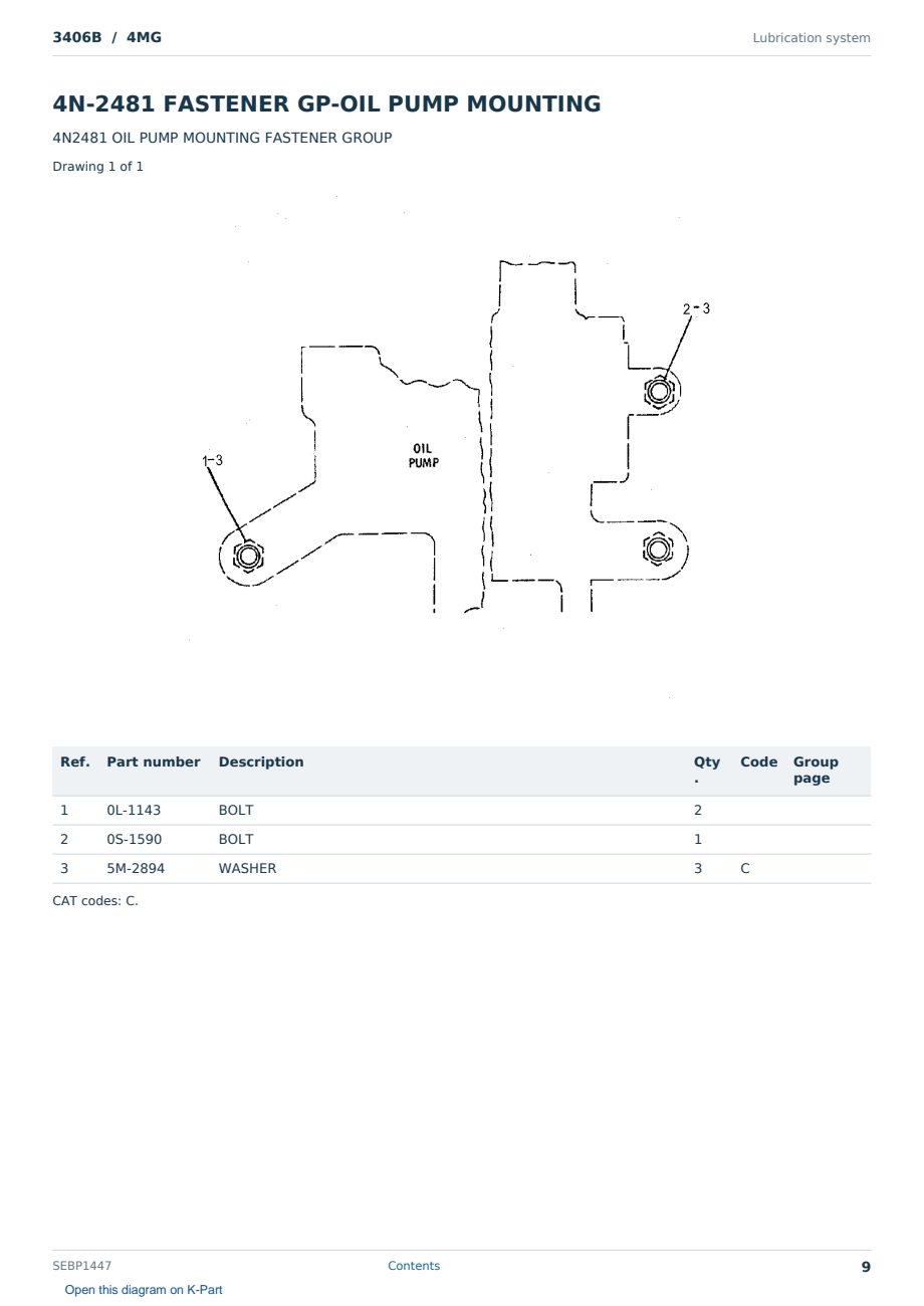 Caterpillar 3406B S/N 4MG Partsbook SEBP1447 (English) - sample page 9 of 10 Caterpillar 3406B S/N 4MG Partsbook SEBP1447 (English) - sample page 9 of 10