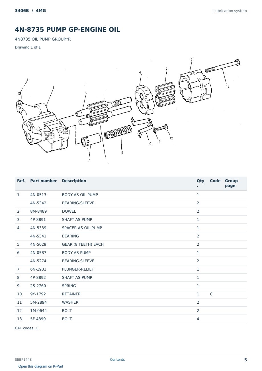 Caterpillar 3406B S/N 4MG Partsbook SEBP1448 (English) - sample page 5 of 10 Caterpillar 3406B S/N 4MG Partsbook SEBP1448 (English) - sample page 5 of 10