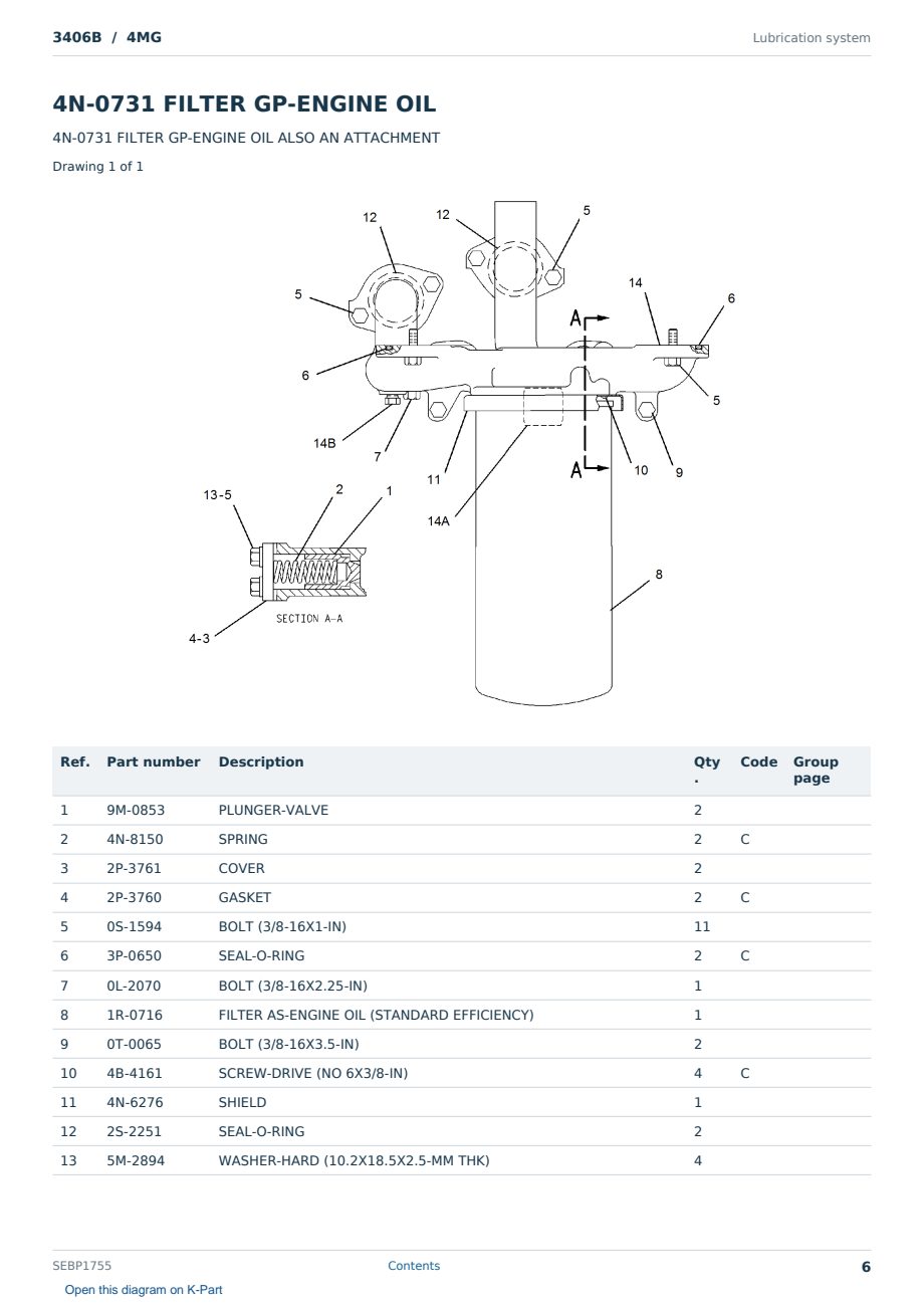 Caterpillar 3406B S/N 4MG Partsbook SEBP1755 (English) - sample page 6 of 10 Caterpillar 3406B S/N 4MG Partsbook SEBP1755 (English) - sample page 6 of 10