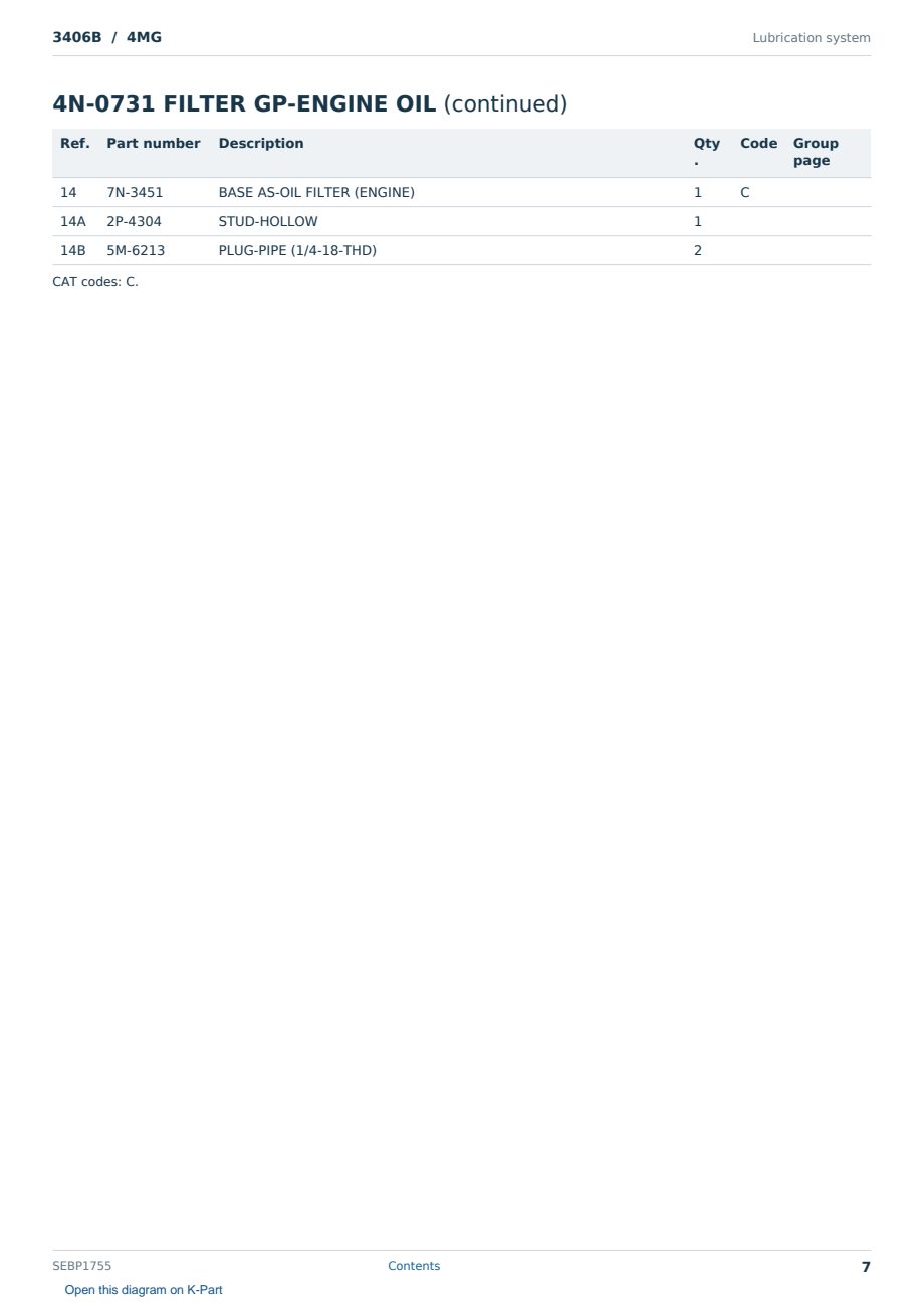 Caterpillar 3406B S/N 4MG Partsbook SEBP1755 (English) - sample page 7 of 10 Caterpillar 3406B S/N 4MG Partsbook SEBP1755 (English) - sample page 7 of 10