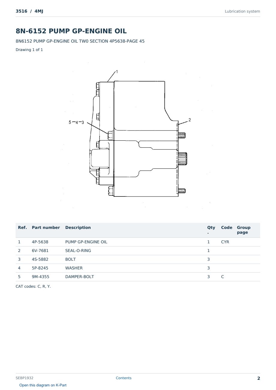 Caterpillar 3516 S/N 4MJ Partsbook SEBP1932 (English) - sample page 2 of 10 Caterpillar 3516 S/N 4MJ Partsbook SEBP1932 (English) - sample page 2 of 10