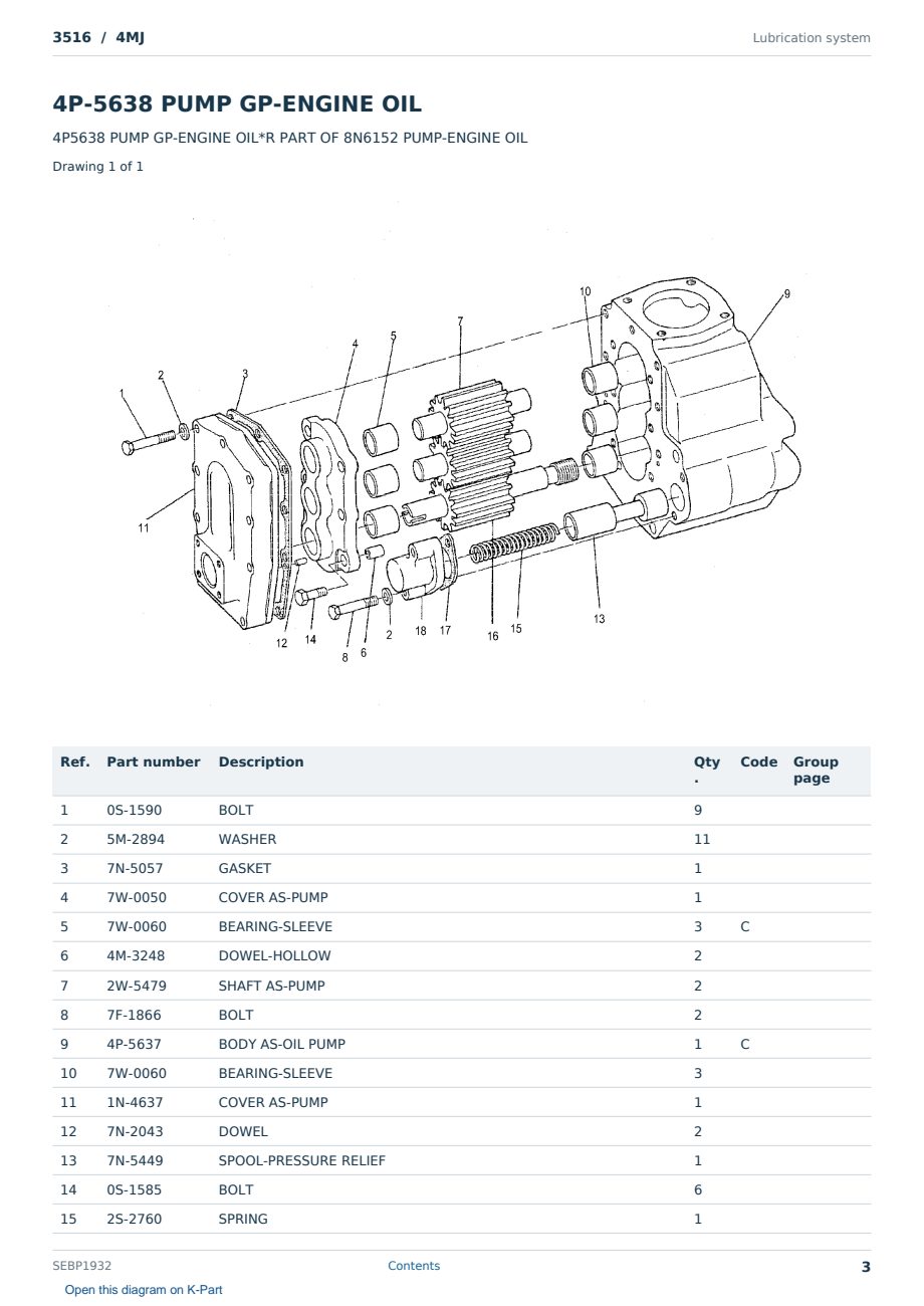 Caterpillar 3516 S/N 4MJ Partsbook SEBP1932 (English) - sample page 3 of 10 Caterpillar 3516 S/N 4MJ Partsbook SEBP1932 (English) - sample page 3 of 10