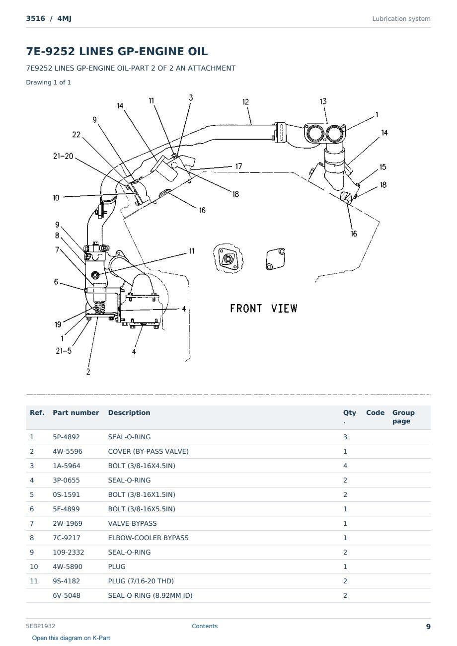 Caterpillar 3516 S/N 4MJ Partsbook SEBP1932 (English) - sample page 9 of 10 Caterpillar 3516 S/N 4MJ Partsbook SEBP1932 (English) - sample page 9 of 10