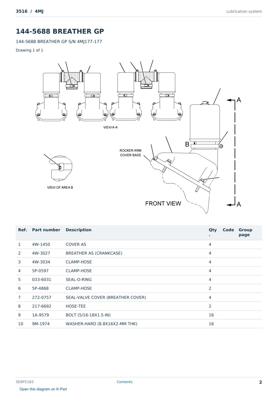 Caterpillar 3516 S/N 4MJ Partsbook SEBP2183 (English) - sample page 2 of 10 Caterpillar 3516 S/N 4MJ Partsbook SEBP2183 (English) - sample page 2 of 10