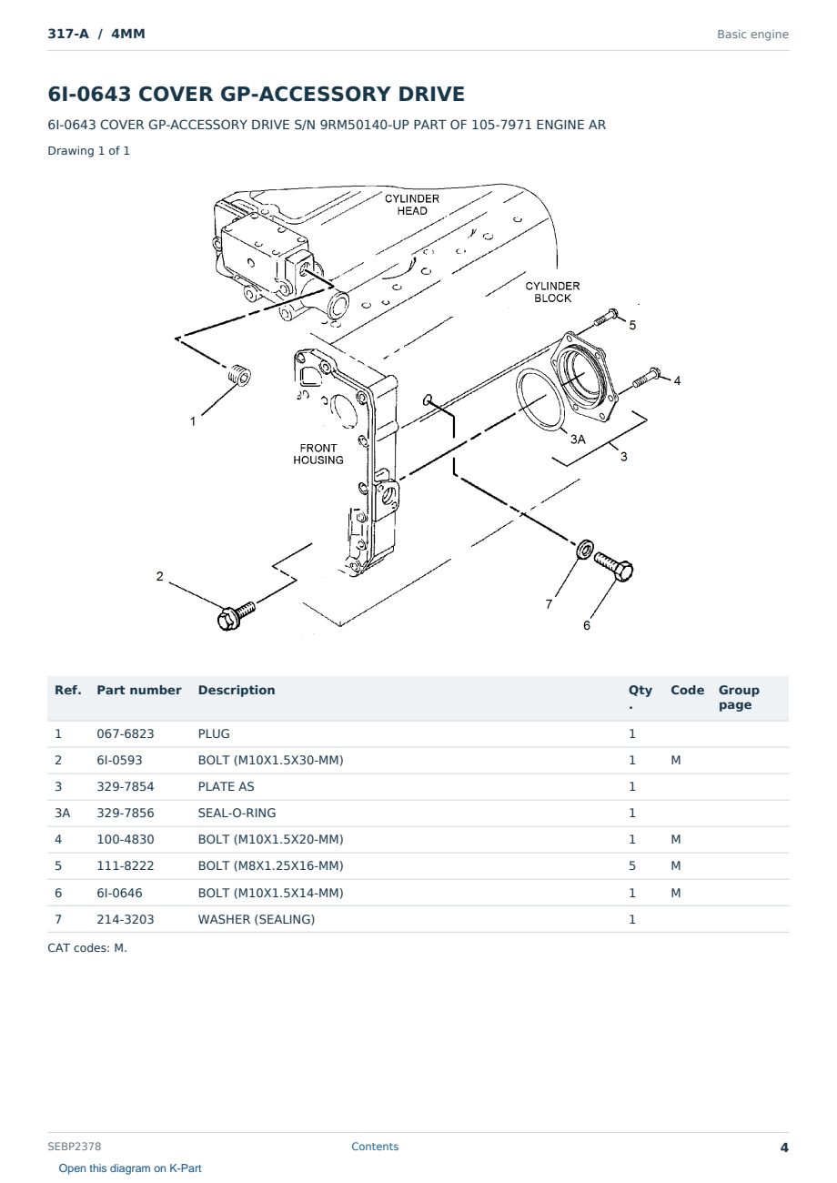 Caterpillar 317-A S/N 4MM Partsbook SEBP2378 (English) - sample page 4 of 10 Caterpillar 317-A S/N 4MM Partsbook SEBP2378 (English) - sample page 4 of 10