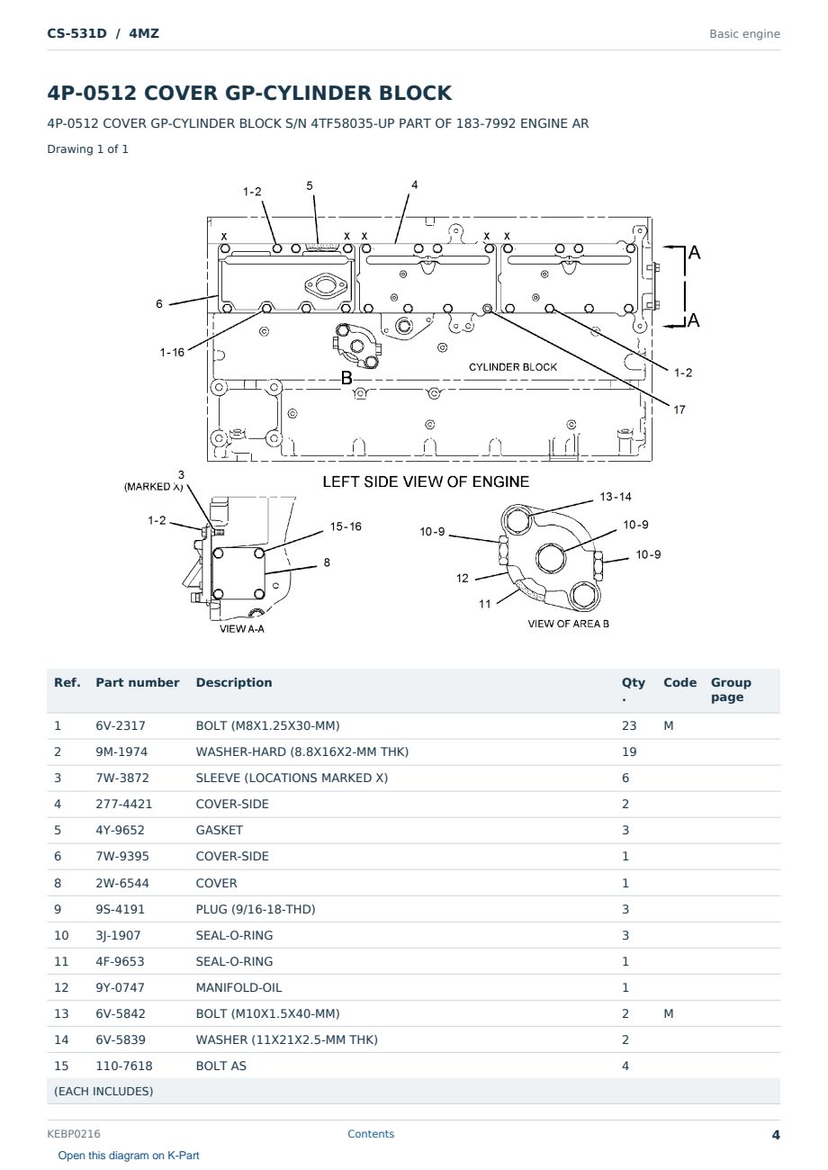 Caterpillar CS-531D S/N 4MZ Partsbook KEBP0216 (English) - sample page 4 of 10 Caterpillar CS-531D S/N 4MZ Partsbook KEBP0216 (English) - sample page 4 of 10