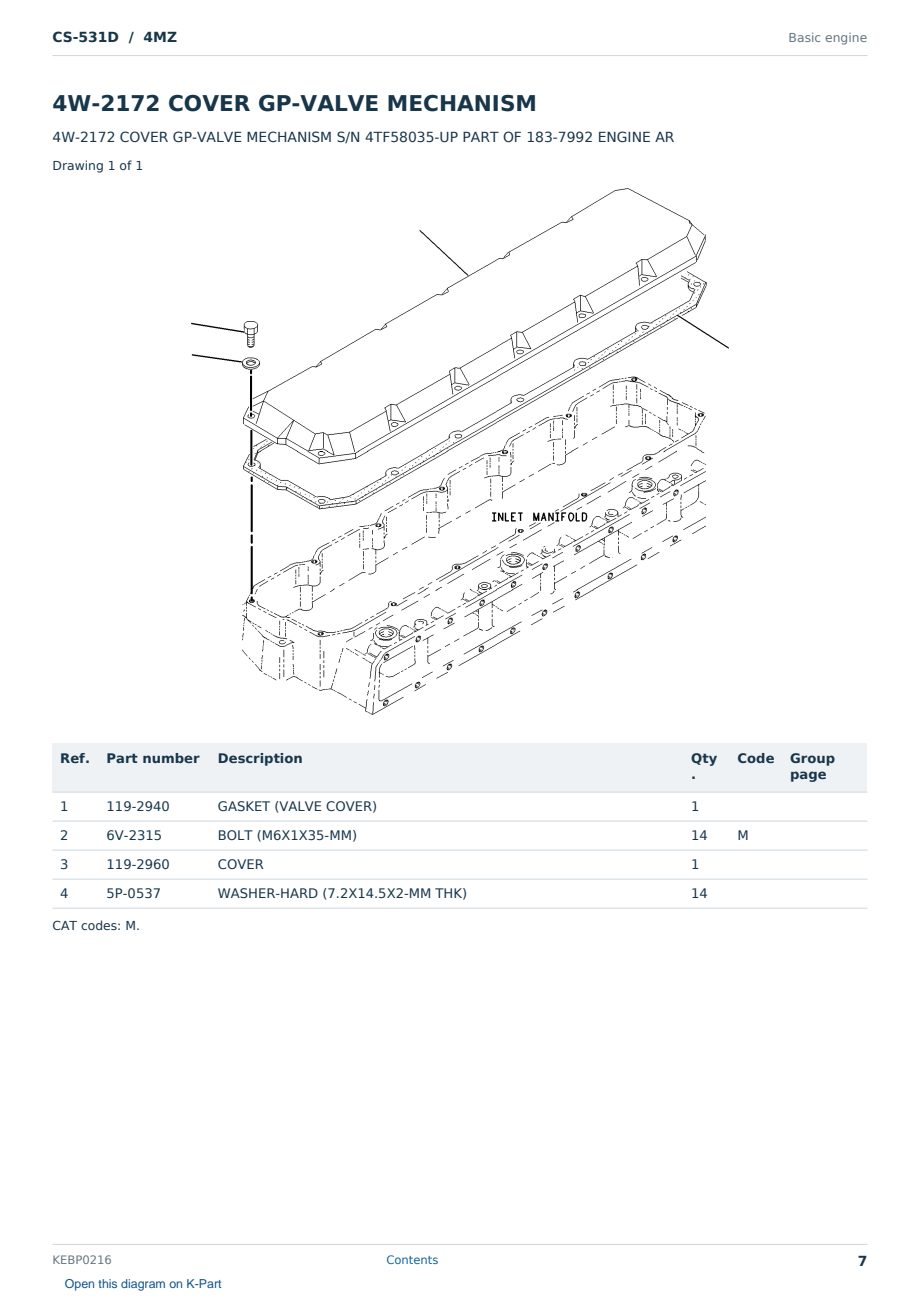 Caterpillar CS-531D S/N 4MZ Partsbook KEBP0216 (English) - sample page 7 of 10 Caterpillar CS-531D S/N 4MZ Partsbook KEBP0216 (English) - sample page 7 of 10