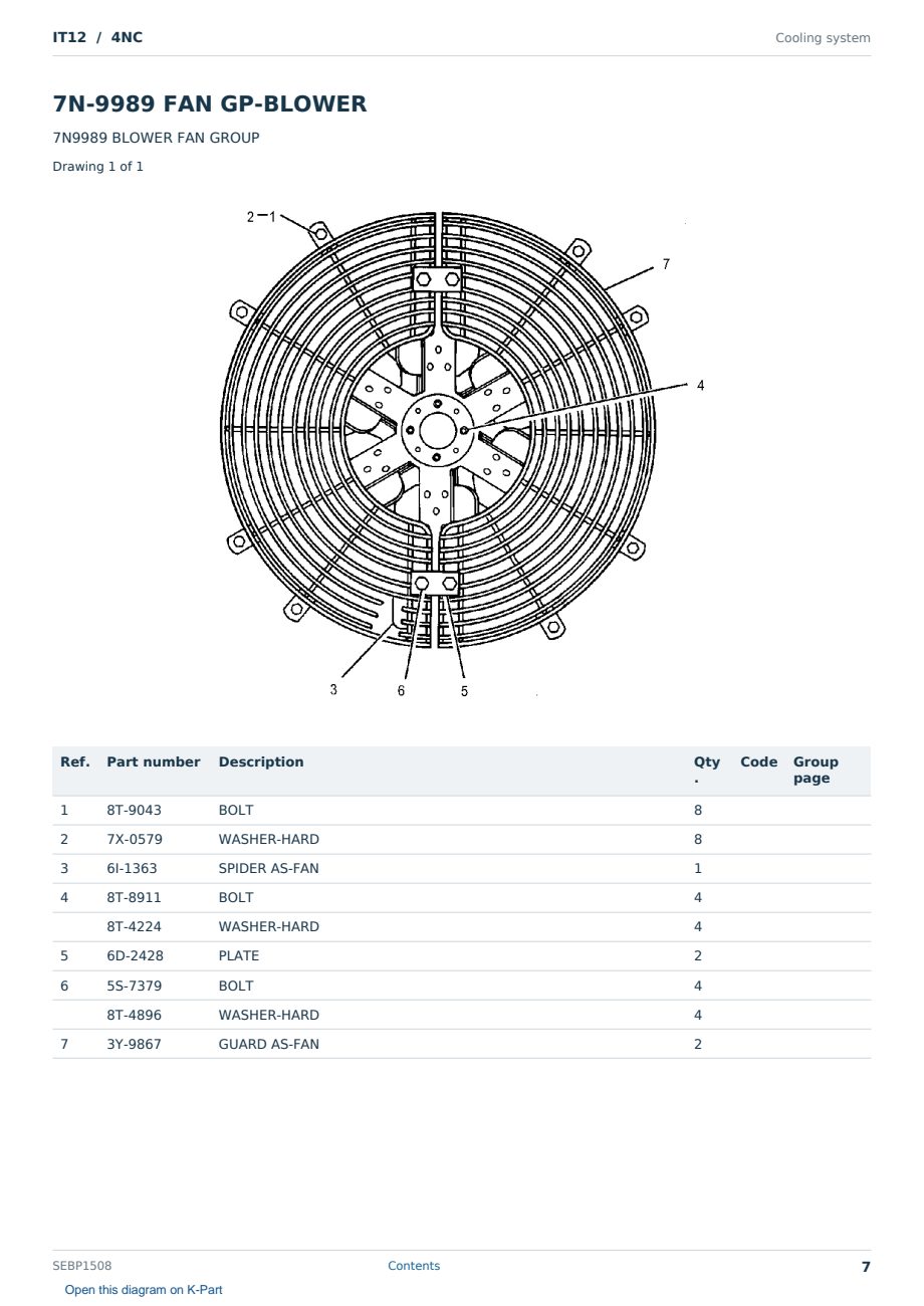 Caterpillar IT12 S/N 4NC Partsbook SEBP1508 (English) - sample page 7 of 10 Caterpillar IT12 S/N 4NC Partsbook SEBP1508 (English) - sample page 7 of 10