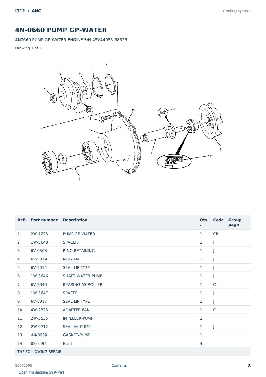 Caterpillar IT12 S/N 4NC Partsbook SEBP1508 (English) - sample page 8 of 10 Caterpillar IT12 S/N 4NC Partsbook SEBP1508 (English) - sample page 8 of 10