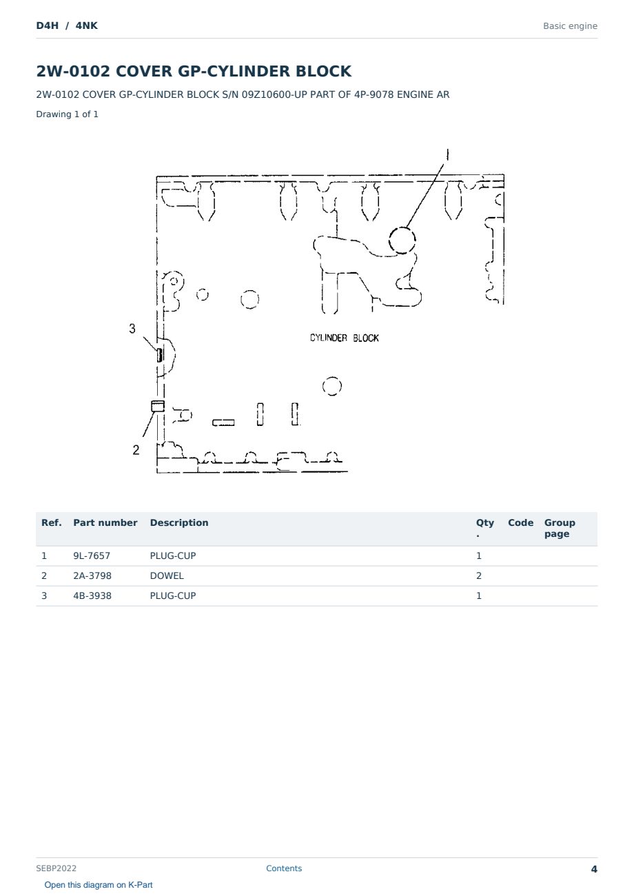 Caterpillar D4H S/N 4NK Partsbook SEBP2022 (English) - sample page 4 of 10 Caterpillar D4H S/N 4NK Partsbook SEBP2022 (English) - sample page 4 of 10
