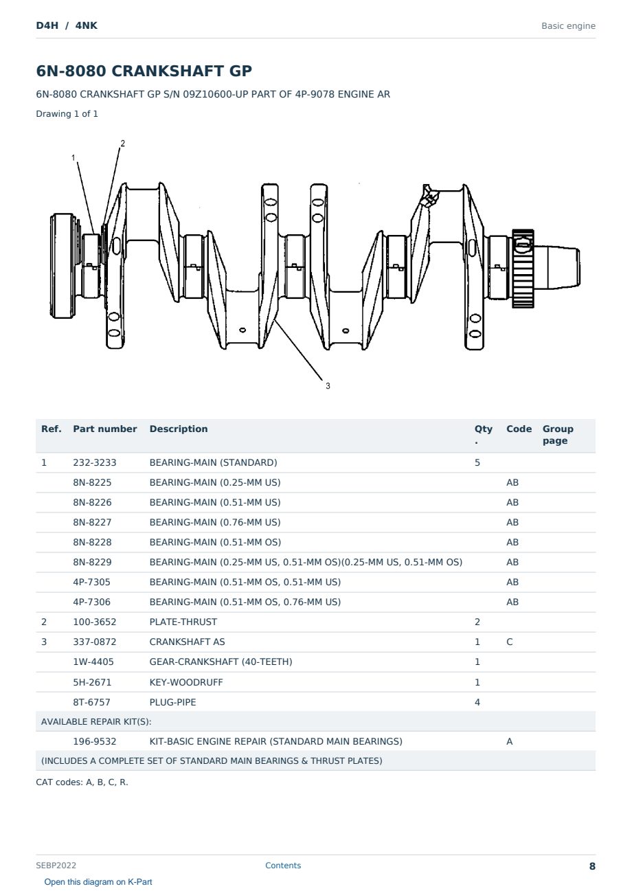 Caterpillar D4H S/N 4NK Partsbook SEBP2022 (English) - sample page 8 of 10 Caterpillar D4H S/N 4NK Partsbook SEBP2022 (English) - sample page 8 of 10
