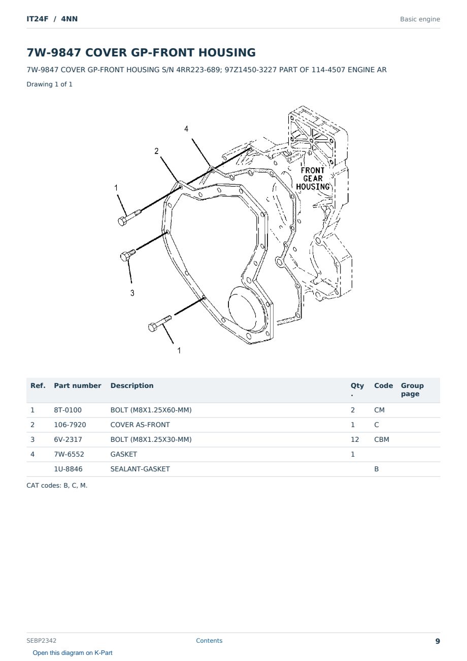 Caterpillar IT24F S/N 4NN Partsbook SEBP2342 (English) - sample page 9 of 10 Caterpillar IT24F S/N 4NN Partsbook SEBP2342 (English) - sample page 9 of 10