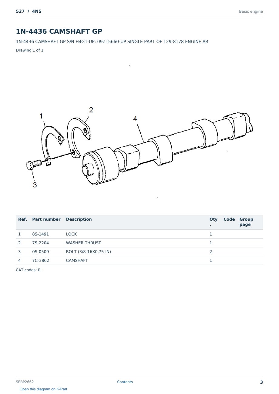 Caterpillar 527 S/N 4NS Partsbook SEBP2662 (English) - sample page 3 of 10 Caterpillar 527 S/N 4NS Partsbook SEBP2662 (English) - sample page 3 of 10