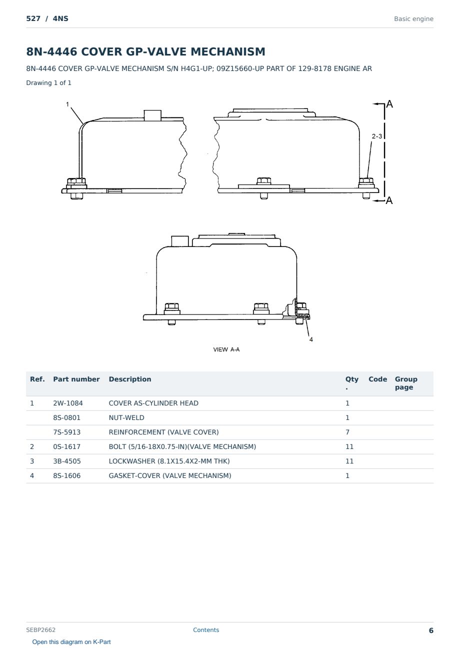 Caterpillar 527 S/N 4NS Partsbook SEBP2662 (English) - sample page 6 of 10 Caterpillar 527 S/N 4NS Partsbook SEBP2662 (English) - sample page 6 of 10