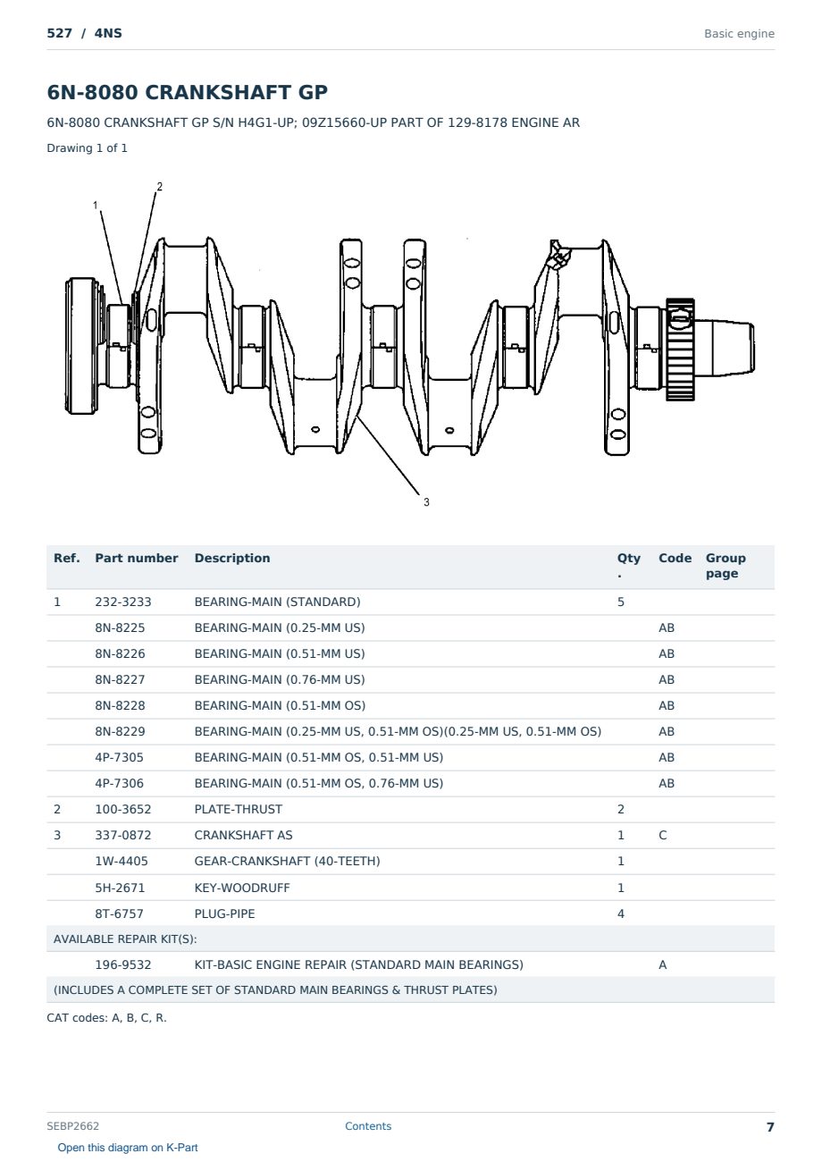 Caterpillar 527 S/N 4NS Partsbook SEBP2662 (English) - sample page 7 of 10 Caterpillar 527 S/N 4NS Partsbook SEBP2662 (English) - sample page 7 of 10