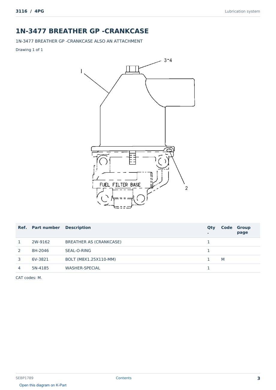 Caterpillar 3116 S/N 4PG Partsbook SEBP1789 (English) - sample page 3 of 10 Caterpillar 3116 S/N 4PG Partsbook SEBP1789 (English) - sample page 3 of 10