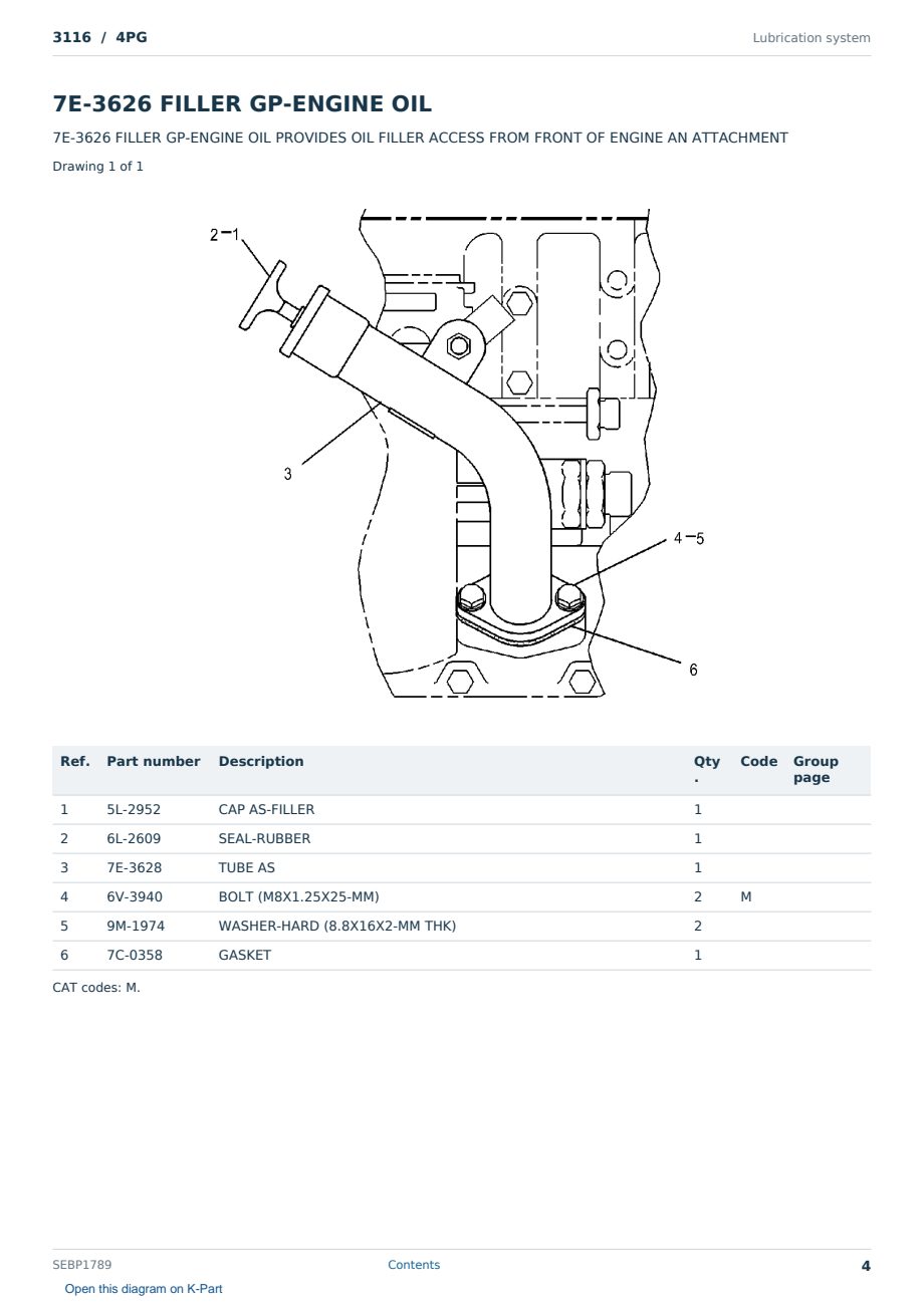 Caterpillar 3116 S/N 4PG Partsbook SEBP1789 (English) - sample page 4 of 10 Caterpillar 3116 S/N 4PG Partsbook SEBP1789 (English) - sample page 4 of 10