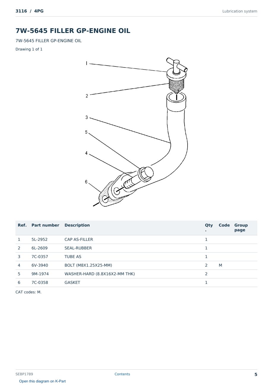 Caterpillar 3116 S/N 4PG Partsbook SEBP1789 (English) - sample page 5 of 10 Caterpillar 3116 S/N 4PG Partsbook SEBP1789 (English) - sample page 5 of 10