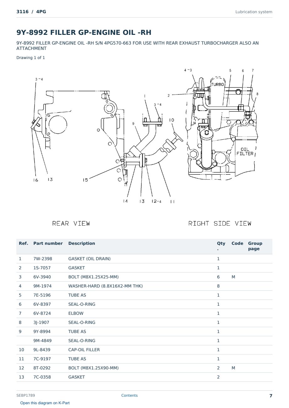 Caterpillar 3116 S/N 4PG Partsbook SEBP1789 (English) - sample page 7 of 10 Caterpillar 3116 S/N 4PG Partsbook SEBP1789 (English) - sample page 7 of 10