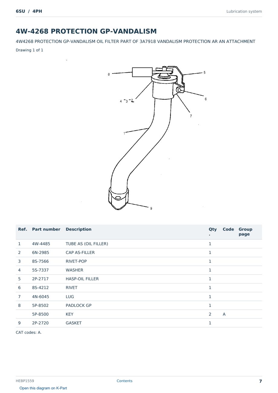 Caterpillar 6SU S/N 4PH Partsbook HEBP1559 (English) - sample page 7 of 10 Caterpillar 6SU S/N 4PH Partsbook HEBP1559 (English) - sample page 7 of 10
